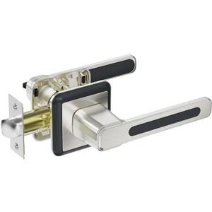 BAOLONG Square Passage Door Lever, Heavy Duty Interior Door Handles for Hallway or Closet,Door Handle Brushed Nickel Modern Square Door Lever Hallway Door Lever with Lock for Interior Door.