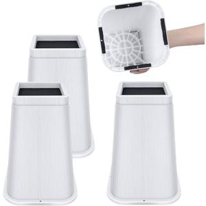 Bed Risers 8 inch Heavy Duty, Adjustable Furniture Risers, Non-Slip Lift Supports for Beds/Couches/Sofas, Durable Square Design with Creates Storage Space (White 4 Pack, 8 Inch)