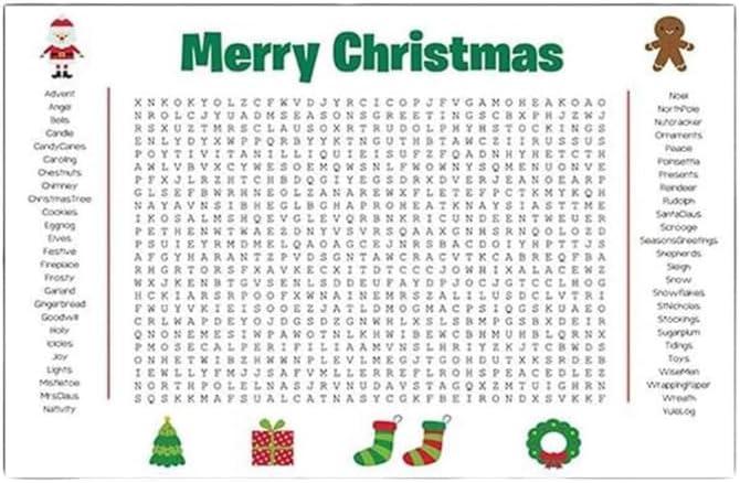 2 x Jumbo Thanksgiving & Christmas Word Search Poster, Giant 36"X24" Wall Game,Christma Word Search Puzzle Posters, Thanksgiving Activity Posters for Families(Christmas)