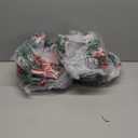 Jexine 4 Set 12 Inch Lighted Christmas Wreath with Large Red Bow & Ornaments, Pre Lit LED Artificial Hanging Xmas Wreath with Lights for Front Door, Window, Fireplaces, Wall, Holiday Party Decor