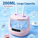 Dental Ultrasonic Retainer Cleaner Machine - 52kHz Dental Appliance Cleaner for Retainers, Dentures, Aligners, Mouth Guards, Toothbrushes & Jewelry, 200ML Pink, Quiet & Portable