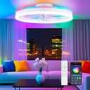 19.7" Ceiling Fans with Lights, Smart RGB Color Changing Low Profile Ceiling Fan, Modern Flush Mount Fandelier with Remote and APP, 6 Speeds, Quiet DC Motor, for Living Room, Bedroom, Indoor