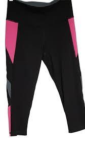 Stelle Women's Yoga Pants with Pockets High Waisted Capri Leggings Tummy Control Workout Cycling Pants L Grey and Pink