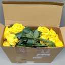 Jexine 50 Pcs Artificial Rose Flower Bulk Realistic Silk Fake Roses with Long Stem Plastic Artificial Flower Bouquet Real Looking for Home Wedding Centerpieces Party Decoration(Yellow)