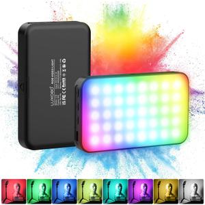 LUXCEO RGB Video Light, Portable LED Camera Light Panel, Dimmable 3000K-6000K CRI95+ Color LED Light with 3000mAh Rechargeable Battery, Pocket LED Photography Lights for Vlogging, Video Conference