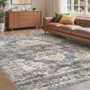 befbee 6x9 Area Rugs for Living Room,Super Soft Ultra-Thin Stain Resistant Machine Washable Rugs for Bedroom,Non-Slip Backing Large Area Rug(Blue/Black,6'x9')