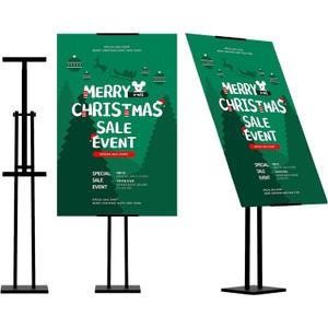 ONCEMORE Heavy Duty Sign Stand, Floor Poster Board Stand, Adjustable Metal Sign Holder Height Up to 60 Inches and 180Â° Rotation Display Standing Pedestal for Board & Foam, Black