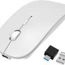 HOTDREAM Bluetooth Wireless Rechargeable Mouse for MacBook Pro/Air/iPad Air/iPad Pro/Laptop/Tablet/iPhone/PC, Bluetooth 5.2/3.0 and 2.4GHz Dual Mode Mouse (White)