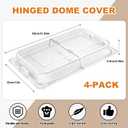 Blulu 4 Pack Polycarbonate Hinged Dome Cover with Handle 21" x 13" x 3" Rectangular Dome Cover Double Sided Handle Table Pot Lid for Buffet Tray Kitchen Hotel Steamer Hotpot Frying Pan Baking Tray