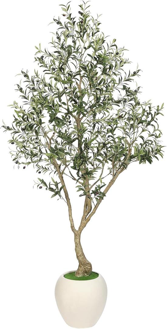 FEELEAD 7FT Faux Olive Tree with Large Planter, Artificial Plant for Decor