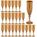 Rkyhwowby Plastic Champagne Flutes,Acrylic Glasses Goblets Mimosa Bar Shatterproof Reusable Vintage Champagne Flutes Stemmed Drinking Cups for Weddings,Parties, Toasting,Cava, Prosecco(48,Gold)