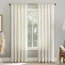 No. 918 Amalfi Linen Blend Semi-Sheer Rod Pocket Curtain Panel, 54" x 84, Pearl White