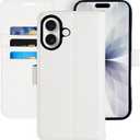MONASAY Wallet Case for iPhone 17 6.3 Inch,Magnetic Flip Cover with Card Holder Slots and Kickstand RFID Blocking Shockproof PU Leather Folio Compatible with iPhone 17 Phone Case, White