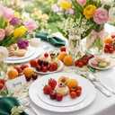 FLOWERCAT 60PCS White Plastic Plates - Heavy Duty White Disposable Plates for Mother's Day/Birthday Party/Wedding -serve for 30 guests Include 30PCS 10.25" & 30PCS 7.5" Plates for Party