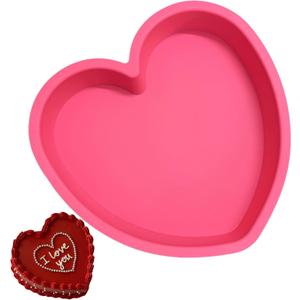 Silicone Heart Shaped Cake Pans  9 Inch Pink Nonstick Food-Grade Heart Cake Pan, Oven & Microwave Safe Molds for Baking  Easy to Clean in Just 2 Seconds