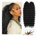 Feather Crochet Hair for Black Women, Miracle Knots, Pre-Separated Knotless, Deep Wave Synthetic Crochet Hair, 18 Inch, 100 Strands, Natural Black