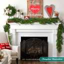 Flysich 9FT Pine Garland with Lights, Norfolk Soft Artificial Greenery Garland for Mantle Fireplace Wall Home Holiday Table Centerpiece Staircase Indoor Outdoor Decor on Christmas Holiday Party