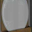 Mayfair Ashton Easy to Clean Single Hinge Toilet Seat, Modern Slow Close Wood Toilet Seat, Made in USA, Elongated, White