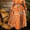 Hostoyo Women Plus Size Foraml A Line Maxi Dress Self Tie Waist with Pockets Casual Elegant Round Neck 3/4 Sleeve Swing, 2 XL