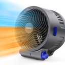 shinic Desk Fan and Heater Combo, Portable Cooling Air Circulator Fan, Tip-Over & Overheat Protection, Turbo Fan Space Heater Combo for Indoor Use Office, Bedroom, Living Room, ETL Listed, (Black)