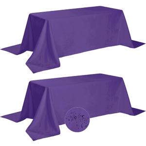 Fokitut 2 Pack Waterproof Rectangle Tablecloth, 90x156 Inch,Stain Resistant and Wrinkle Polyester Table Cloth, Fabric Table Cover for Kitchen Dining, Wedding, Party, Holiday Dinner-Purple