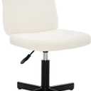LUE BONA Adjustable Vanity Stool Chair with Girly Bear Ear Wide Back, 360 Swivel Vanity Stool for Makeup Room, Upholstered Teddy Velvet Ottoman for Teen Girls, 350lbs, Beige