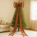 XunYee 13 Pcs Extra Large Christmas Tree Topper Bow Decoration - 32" x 118" Giant Satin Gingerbread Man Tree Topper Bow & Mini Ornaments for Home Winter Holiday Party Decor