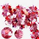 50FT Valentines Day Decor Red Pink White Heart Tinsel Garland Valentines Decorations Garland for Tree Party Classroom Fireplace Home, Galentines Day Decor Indoor Outdoor Romantic Party Decor