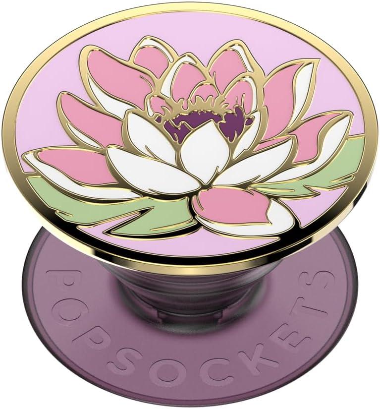 PopSockets Adhesive Phone Grip, Holder, Phone Stand, Enamel - Enamel Water Lily