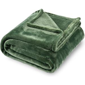 SOCHOW Flannel Fleece Blanket Throw Size, All Season Super Soft Cozy Blanket for Bed or Couch, Olive Green, 50x60 inches