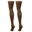 Truform 20-30 mmHg Compression Stockings for Men and Women, Thigh High Length, Dot-Top, Open Toe, Brown, Medium