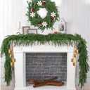 Hananona 2 Pcs 6 Ft Artificial Norfolk Pine Garlands, Real Touch Winter Pine Garland, Green Artificial Greenery Garland for Table, Mantle, Wall, Indoor, Outdoor Christmas Decorations (2, 6 FT)