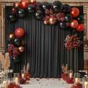 Black Backdrop Curtain 10x10ft - Wrinkle Free Polyester Photo Curtain Backdrop Wedding Back Drop Fabric Drapes for Party Decorations Background for Photography
