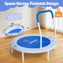 36-Inch Toddler Trampoline with Foam Handle, 3FT Foldable Mini Rebounder | Indoor Outdoor for Kids Ages 3-6, Safe Elastic Band Design, Non-Slip Oxford Mat, Easy Assembly & Max Load 100 lbs