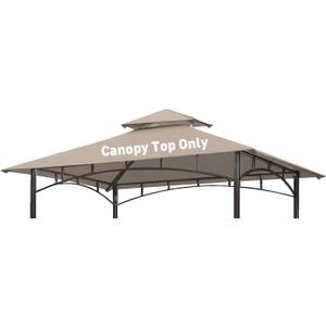 Grill Gazebo Replacement Canopy Roof, 5' x 8' Outdoor BBQ Gazebo Canopy Top Cover, Double Tired Grill Shelter Cover with Durable Polyester Fabric, Only Fit for Model L-GG001PST-F, Khaki