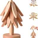 Premium Wooden Trivets Set of 3 - Auto Unfold Tree Design Hot Pot Holders & Countertop Protectors | Walnut Wood (Beech)