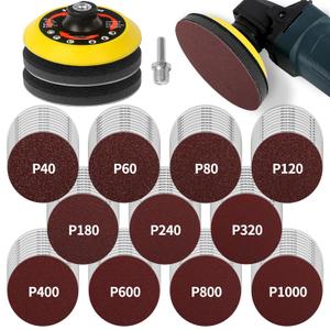 Pomsare 114PCS Angle Grinder Sanding Discs, 5 Inch Upgraded Hook and Loop Foam Backing Pad, Drill Sanding Angle Grinder Attachments with 5/8-11 Threads for Wood Metal Polishing 40-1000 Grits