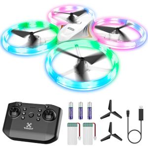 Drones for Kids, RC Drone with Cool Led Lights Mini Remote Control Beginner Drone Indoor Outdoor RC Quadcopter with 3D Flip and 2 Rechargeable Battery Flying Toys Gift for Boys Girls, White