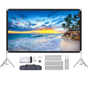 Projector Screen and Stand - Velcolt Portable Video Projection Screen 120 inch, 16:9 4K HD Rear Front Foldable Outdoor Movie Screen with Carry Bag for Indoor Outdoor Home Theater Backyard Camping