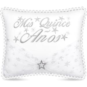 Beeveer Quinceañera Pillow 13 x 16 Inches White 15th Birthday Lace Pillows with Pillowcase Quinceanera Gift Decoration for Girls Chairs Sofas Ceremony Souvenir