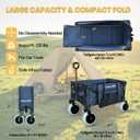 X900 Heavy Duty Beach Wagon with 9x4 Sand-Proof PU Wheels, 300L Oversized Foldable Wagon Cart with Side Bag, All-Terrain Utility Wagon for Beach Essentials, Sport, CampingNavy Blue