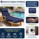 Outdoor Chaise Lounge Chair Cushions Waterproof 74.4 x 22 x 4.7 Inches Patio Lounge Chair Cushions for Outdoor Furniture with Headrest and Pocket, Replacement Pool Lounger Cushions, Blue