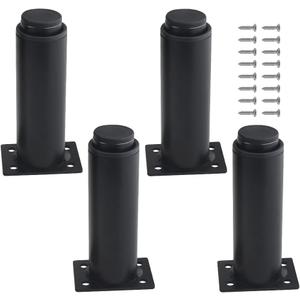 4Pack Metal Adjustable Furniture Legs Cabinet Foot Legs Heavy Duty Bed Center Frame Slat Support Leg for Table Bed Sofa (4.7/120mm-7.1/180mm, Black)