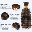 Human Braiding Hair for Boho Braids,150g 14 Inch 3 Bundles Ombre Deep Water Wave Bulk Boho Curly Human Hair Bundle for Braiding,1b/30 Highlight No Weft Wet and Wavy Knotless Braiding Hair Extensions