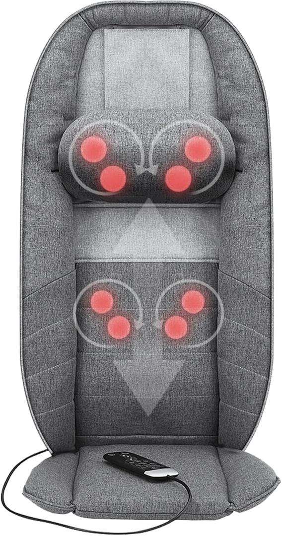 Homedics Total Recline Massage Cushion, Ultimate Versatility, Sit Up, Lean Back, Lie Down, Soothing Heat, Pain Relief, Deep Kneading Shiatsu Massage, Height Detection, Lumbar Stretch, Seat Vibration