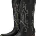 HISEA Rollda Cowboy Boots for Women, Cowgirl Boots, Comfortable Western Boots with Pointed Toe Stitched Embroidery for Country Concert Dancing Wedding Traveling Daily Outfits