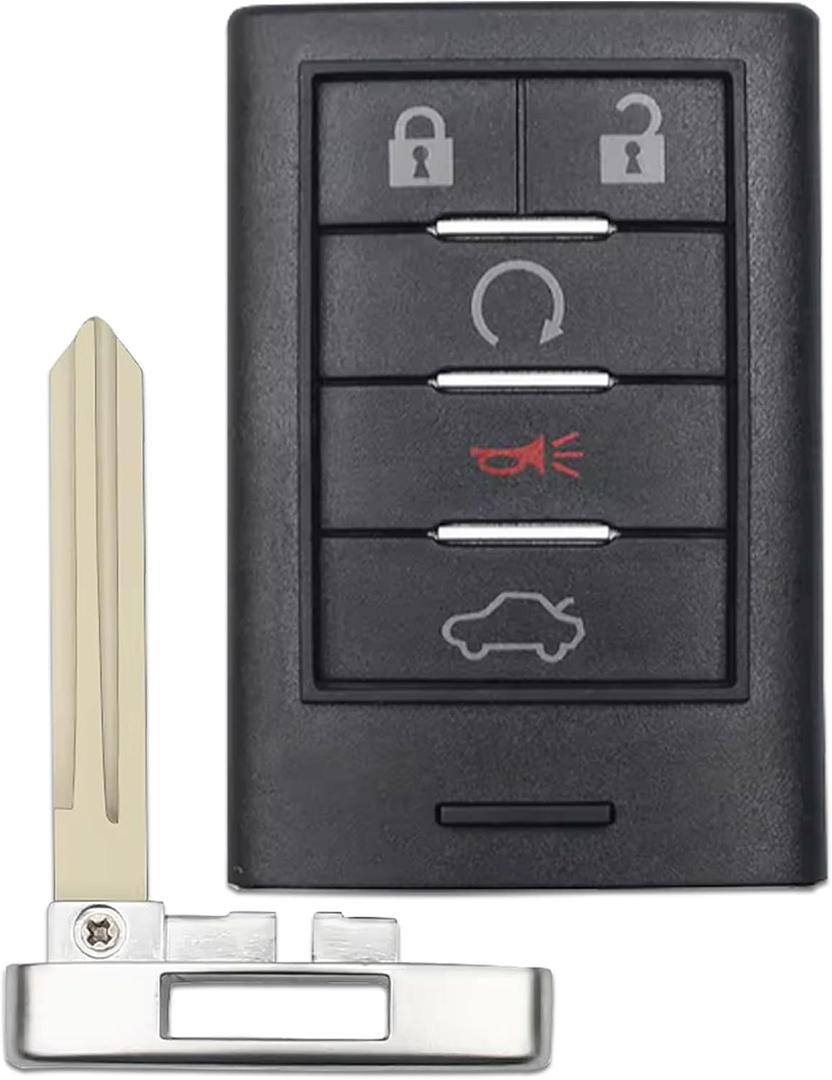 Key Fob Replacement Fits for 2008-2011 Cadillac STS/2008-2015 Cadillac CTS Car Keyless Entry Remote Control M3N5WY7777A 5 Btn