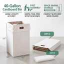 40 Gallon Disposable Cardboard Trash Cans (10 Pack), Extra Strong Corrugated Garbage and Recycling Containers with 20 Liners, White Pop Up Trash Bins with Handles for Outdoor Party, Festival, Concert
