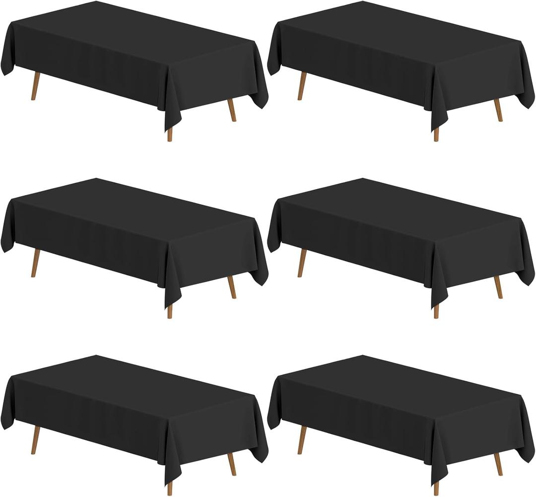 6 Pack Tablecloth, 60 x 102 Inch Polyester Table Cloth,Black Tablecloth,Washable Fabric Table Covers,Rectangle Tablecloths for Wedding, Party, Banquet, DiningTable