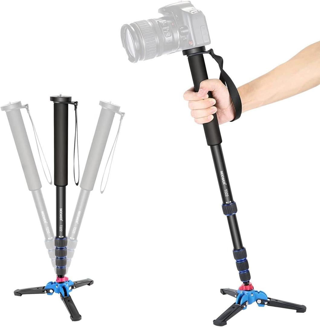 NEEWER Extendable Camera Monopod with Detachable and Foldable Stand Base